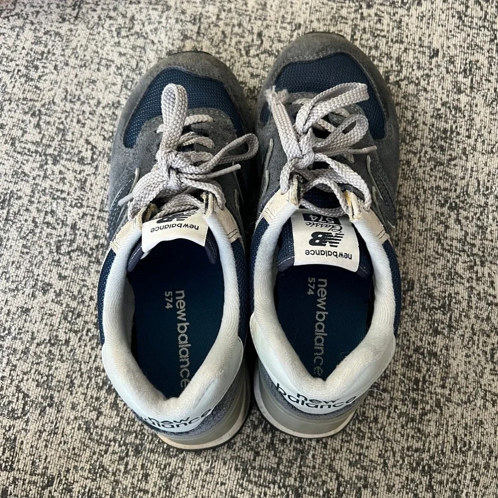 New Balance 574 Classic Sneakers Women's 7.5 Blue Gray Suede Athletic‎ Shoes